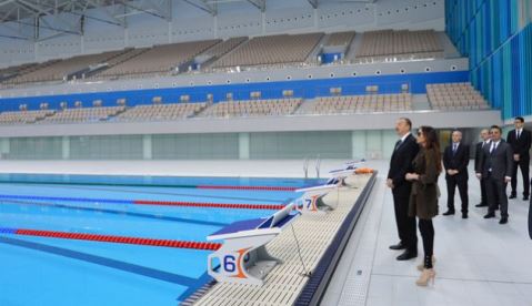 Ильхам Алиев на открытии Бакинского дворца водного спорта - ФОТО